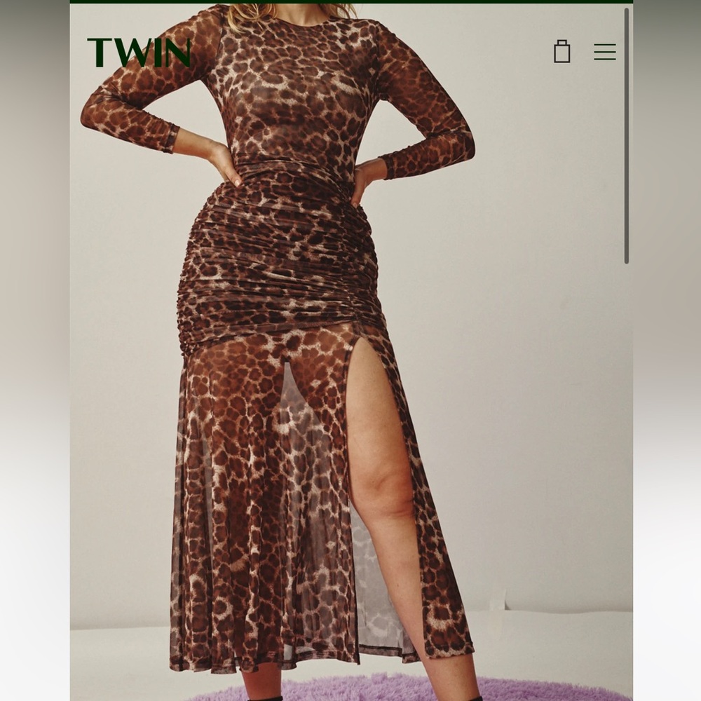 NWT: TWIN Manhattan Mesh Dress; Cheetah Maxi Dress